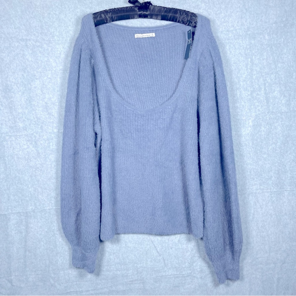 NWT Abercrombie & Fitch Scoop Neck Cozy Slouchy Soft Blue Sweater Women’s XL